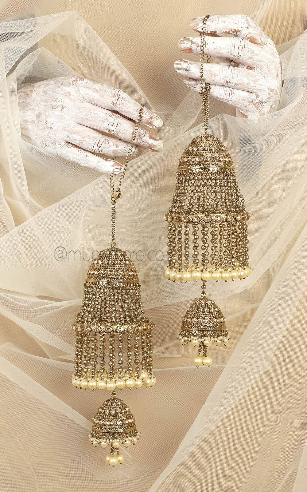 Antique Gold Pearl And Cute Jhumki Hanging Kaleera Kaliree
