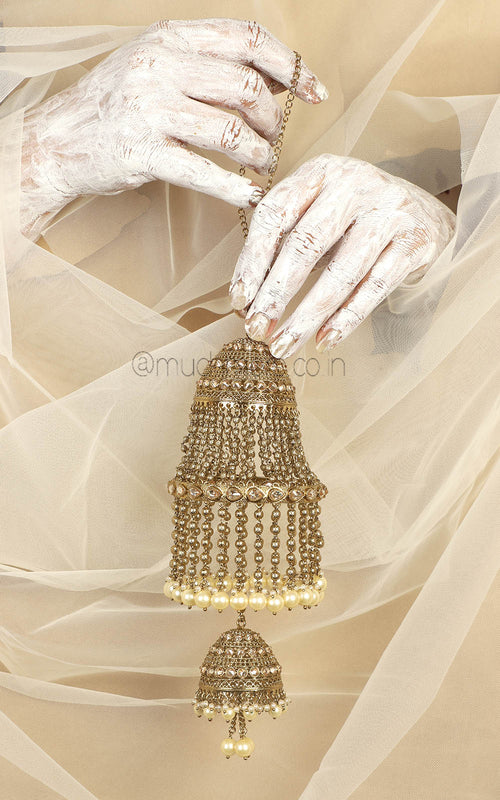 Antique Gold Pearl And Cute Jhumki Hanging Kaleera Kaliree