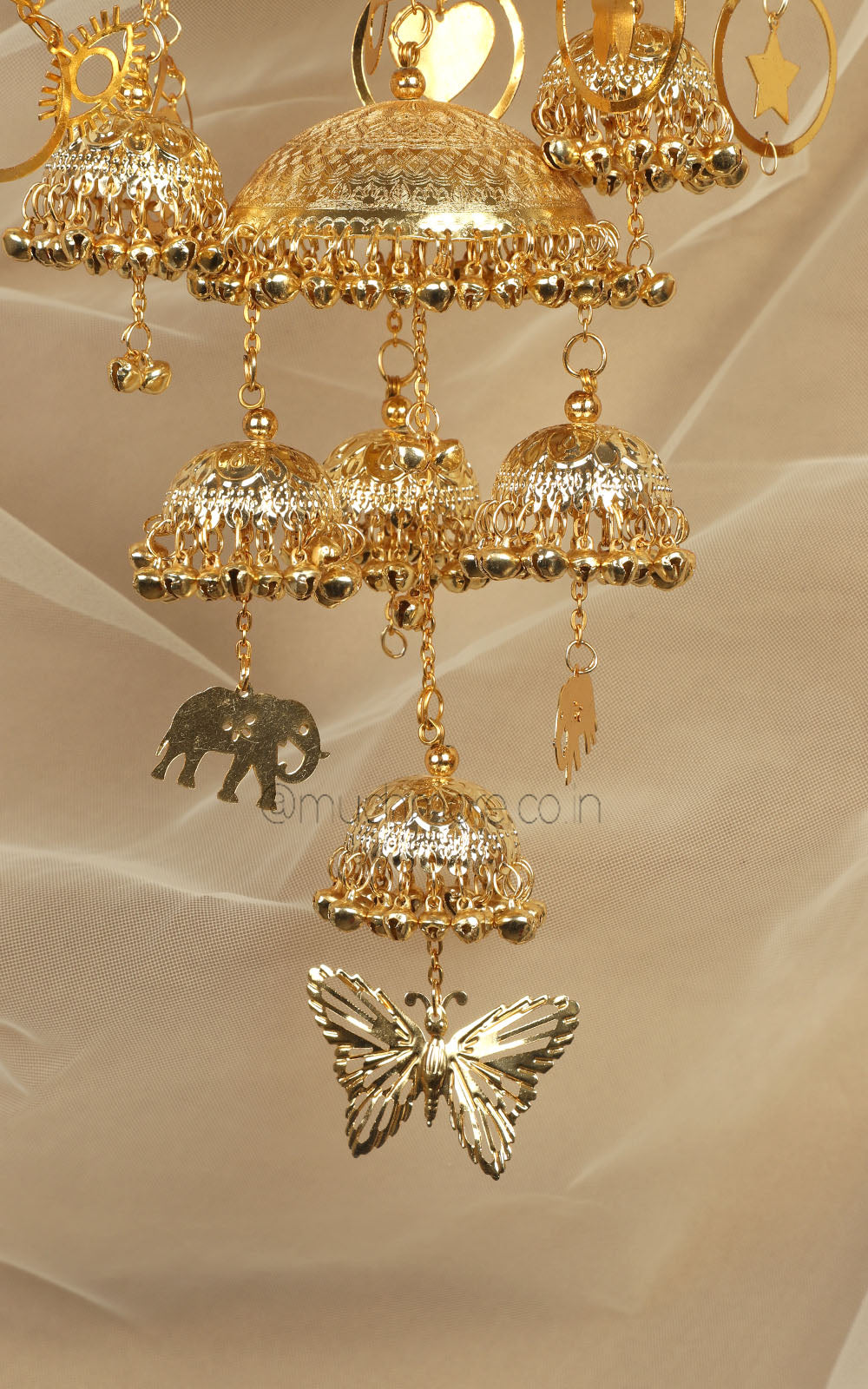 Yellow Gold Polish Butterfly And Charms Hanging Heavy Kaleeras