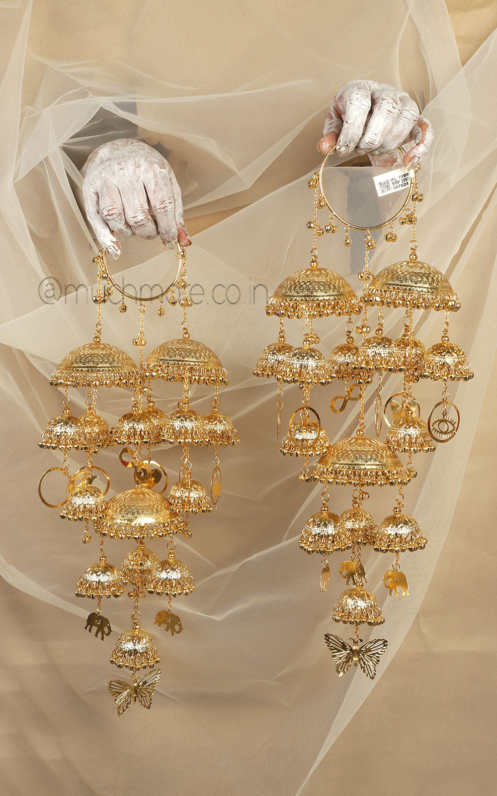 Yellow Gold Polish Butterfly And Charms Hanging Heavy Kaleeras