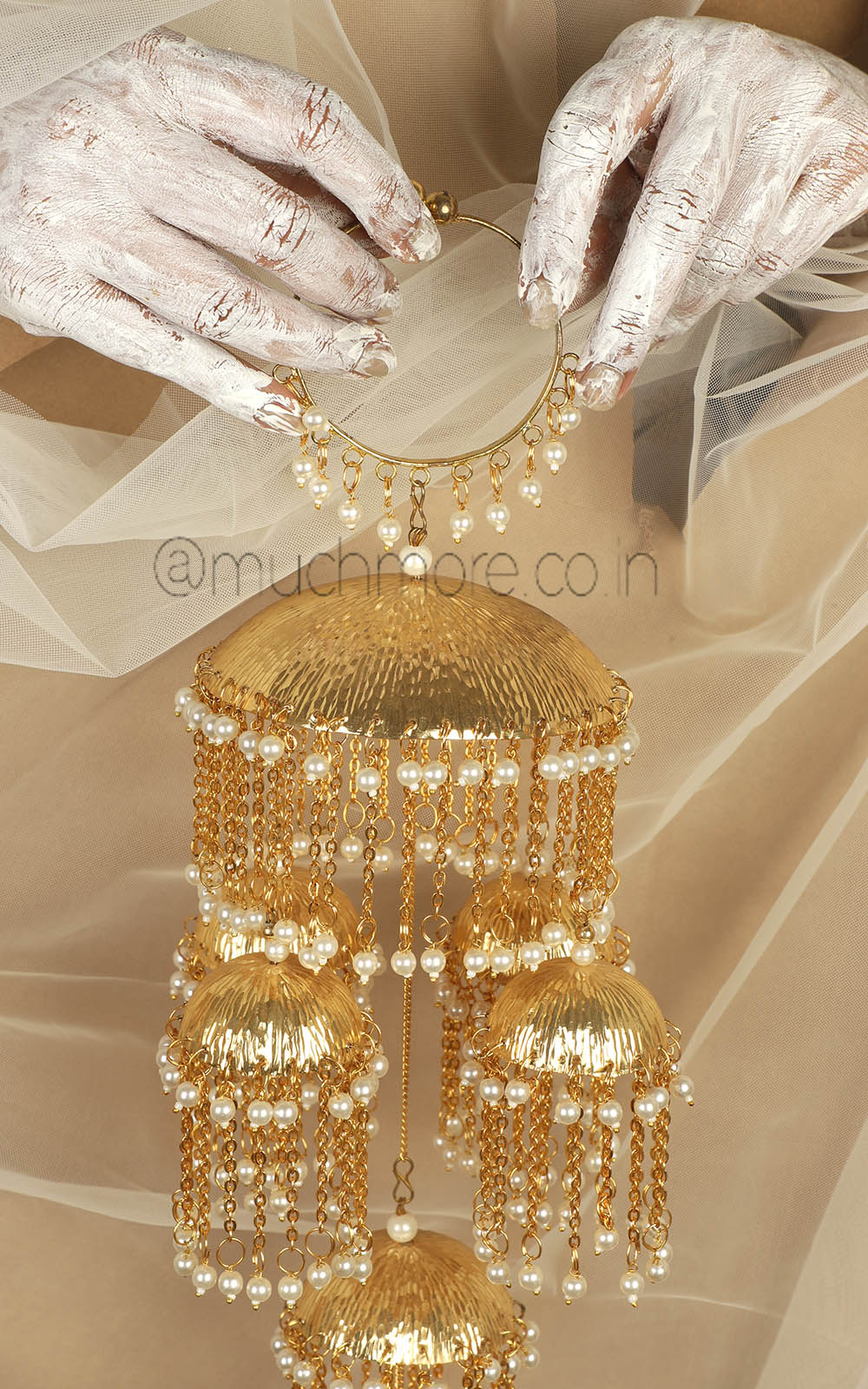 Punjabi Gold Polish Traditional Long Kaleera For bride To Be