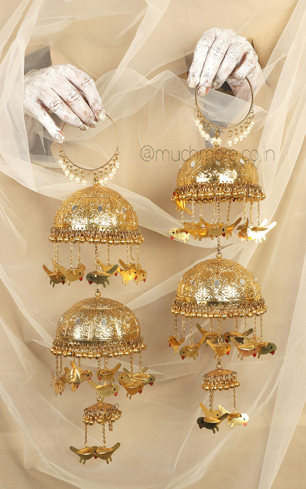 Bird Charm Hanging Gold Polish Heavy Kaleers At Much More