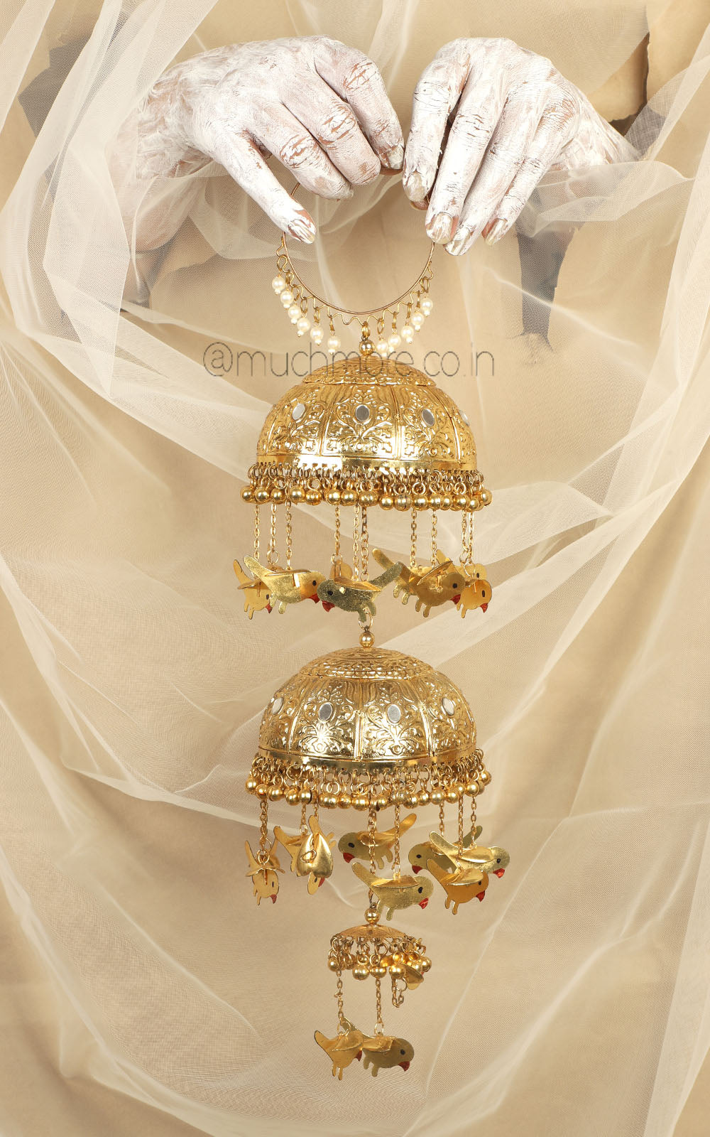 Bird Charm Hanging Gold Polish Heavy Kaleers At Much More