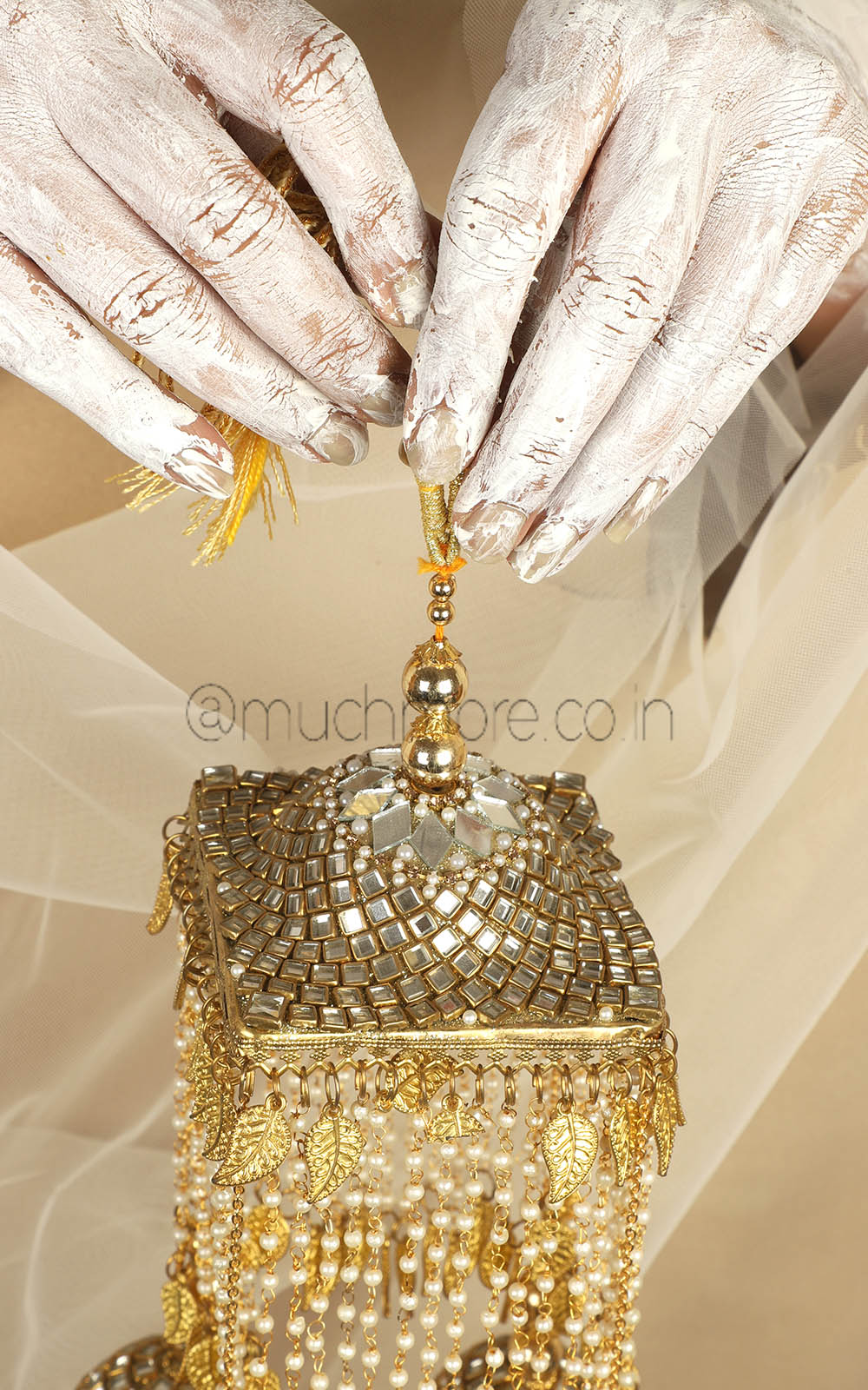Pearl Hanging Gold Polish Light Weight Bridal Kaleeras