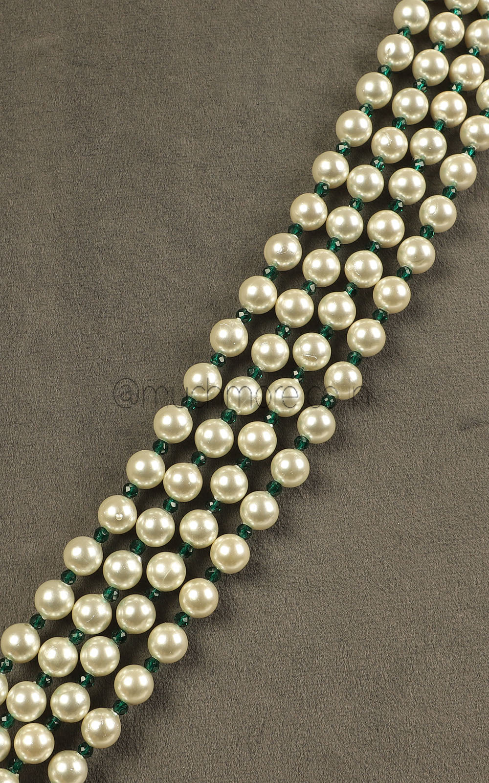 Buy Online Pearl With Emerald Beads Layer Unisex Mala