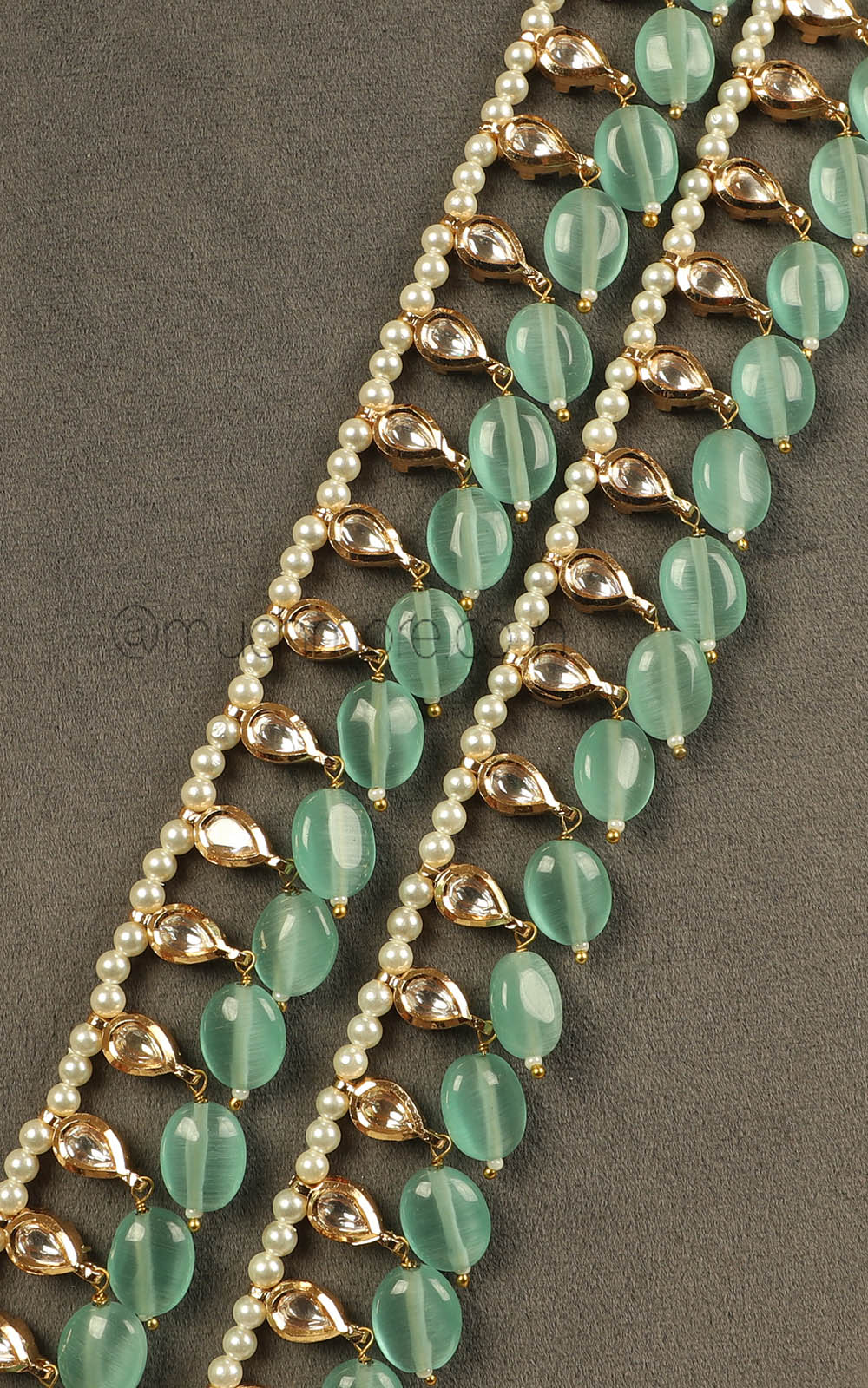 Onyx Green Droplets Double Layer Designer Unisex Long Mala