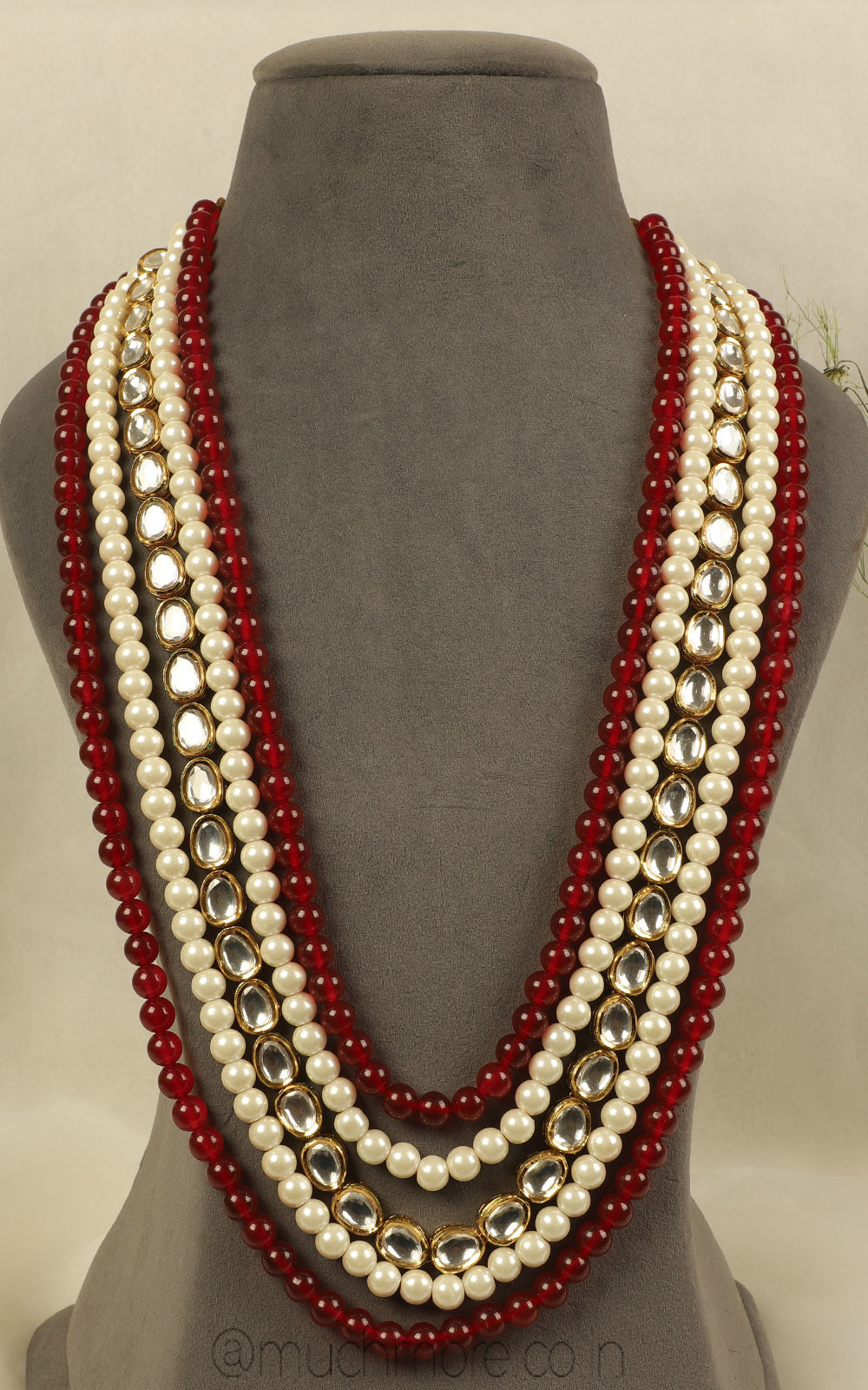 Buy Ruby With Pearl Kundan Sherwani Mala For Groom