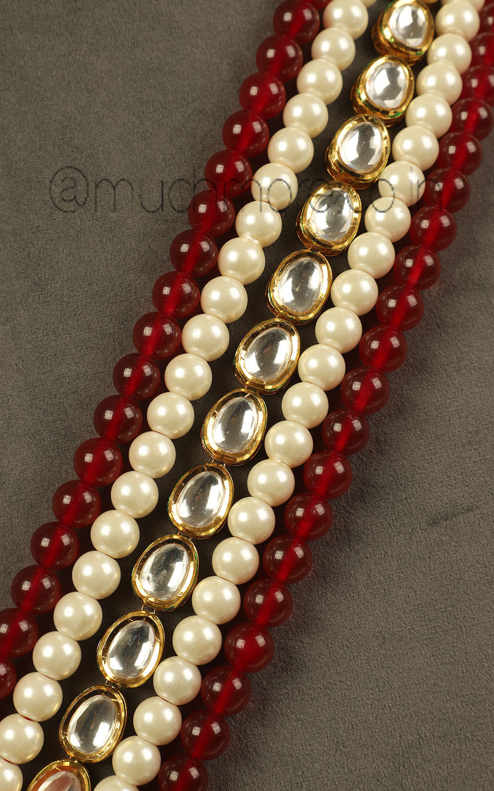 Buy Ruby With Pearl Kundan Sherwani Mala For Groom