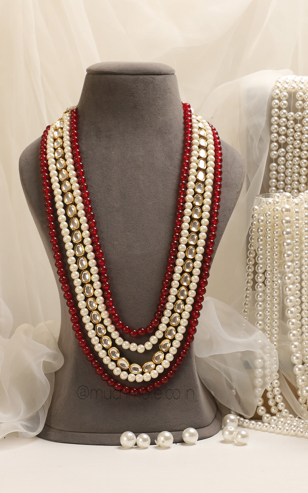 Buy Ruby With Pearl Kundan Sherwani Mala For Groom