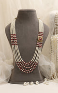 Statement Kundan Brooch Ruby And Pearl Mala For Groom