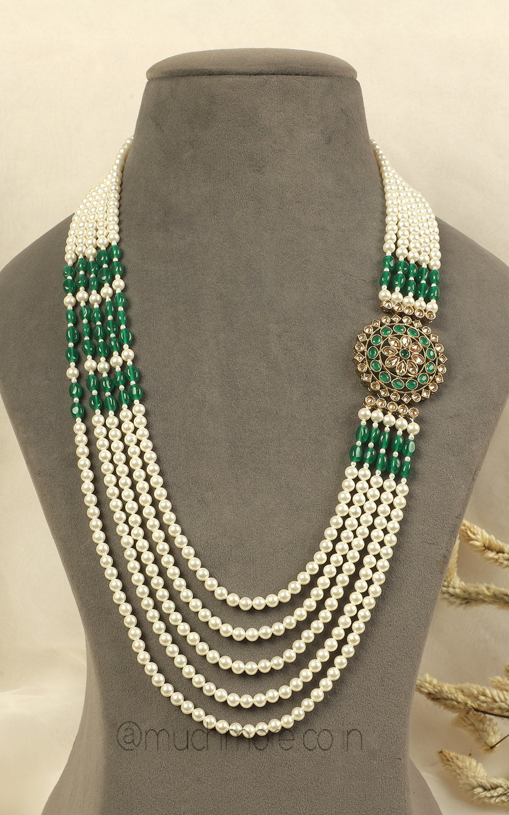 Emerald Green Pearl Mala For Groom Buy Online
