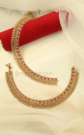 Ruby Color Antique Gold Polish Payal Anklets for Women