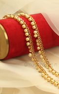 Stylish Bridal Sleek Payal Anklets In Gold Finish With Pearls