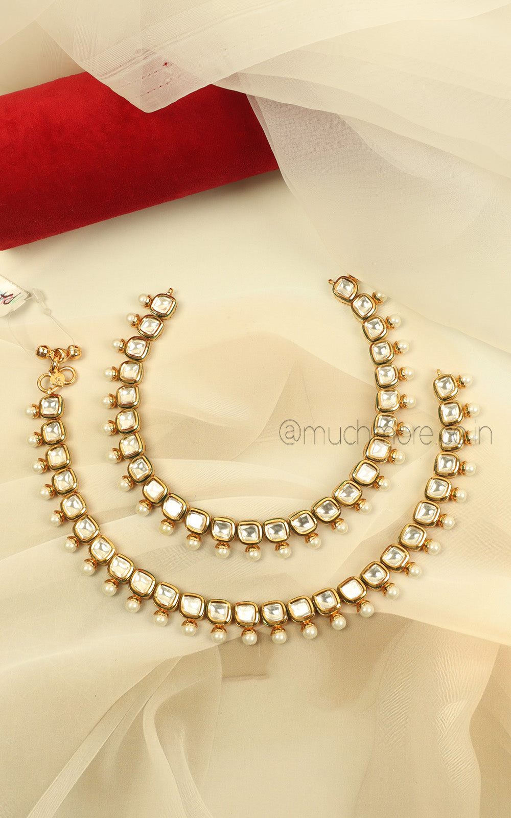 Traditional Kundan Pearl Payal Anklets Online | Much-More