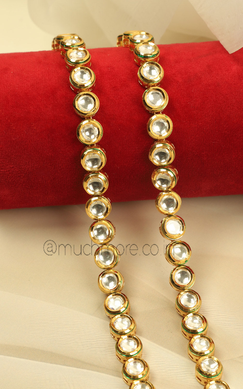Gold Polish Round Shape Kundan Anklets For Women Online