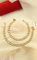 Gold Polish Round Shape Kundan Anklets For Women Online