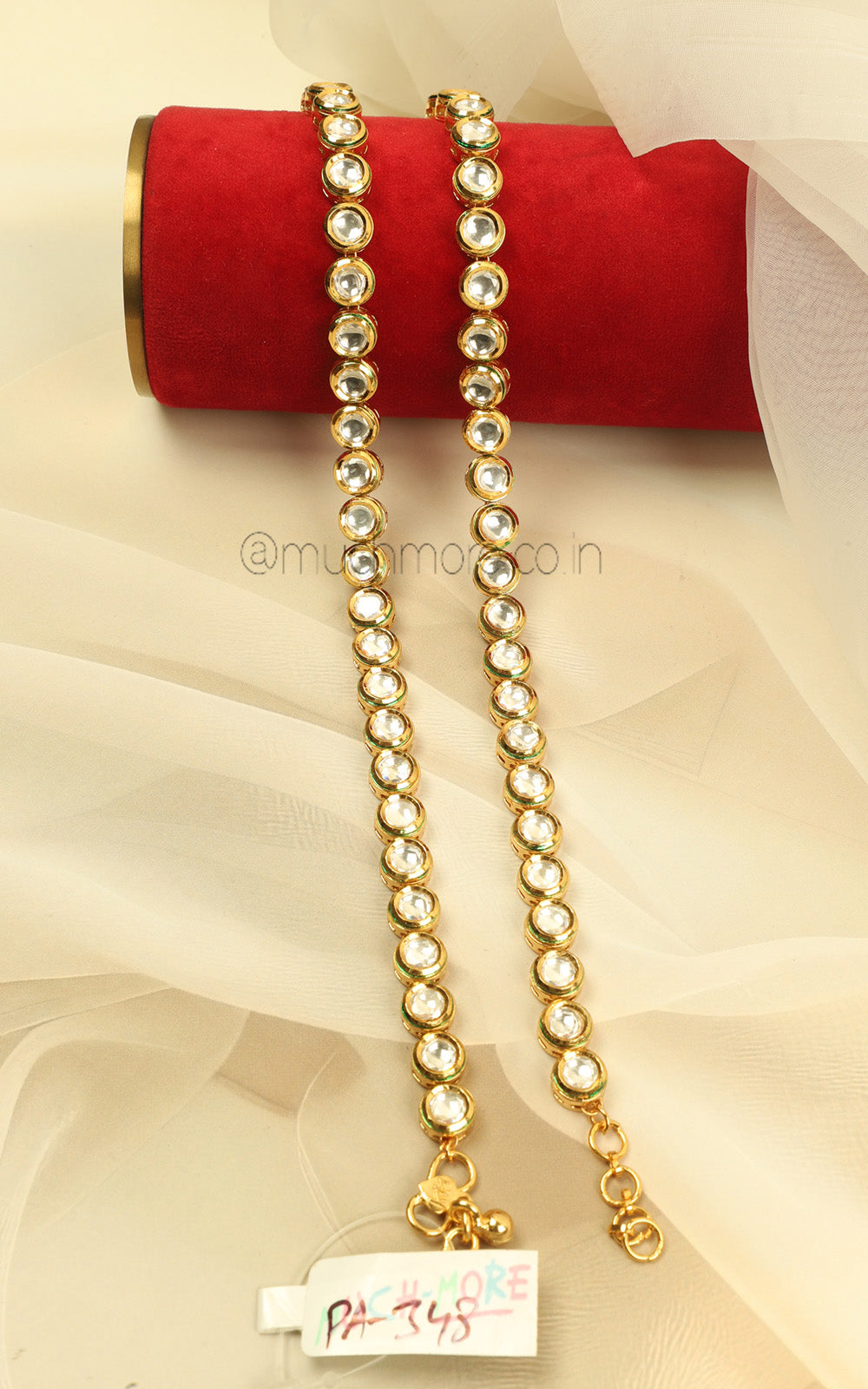 Gold Polish Round Shape Kundan Anklets For Women Online