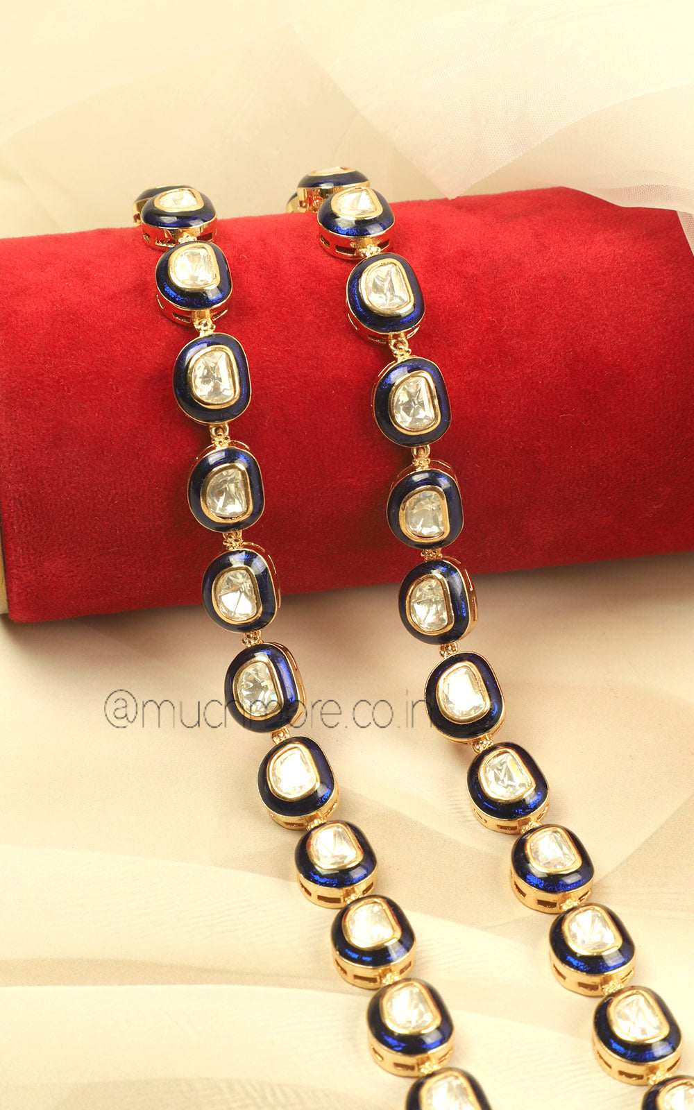 Ethnic Gold Polish Blue Meenakari Anklets For Women Online