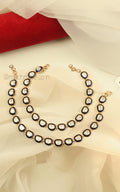 Ethnic Gold Polish Blue Meenakari Anklets For Women Online