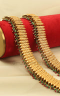 Traditional Gold Look Payal With Elegant Design Of Ruby Green Beads
