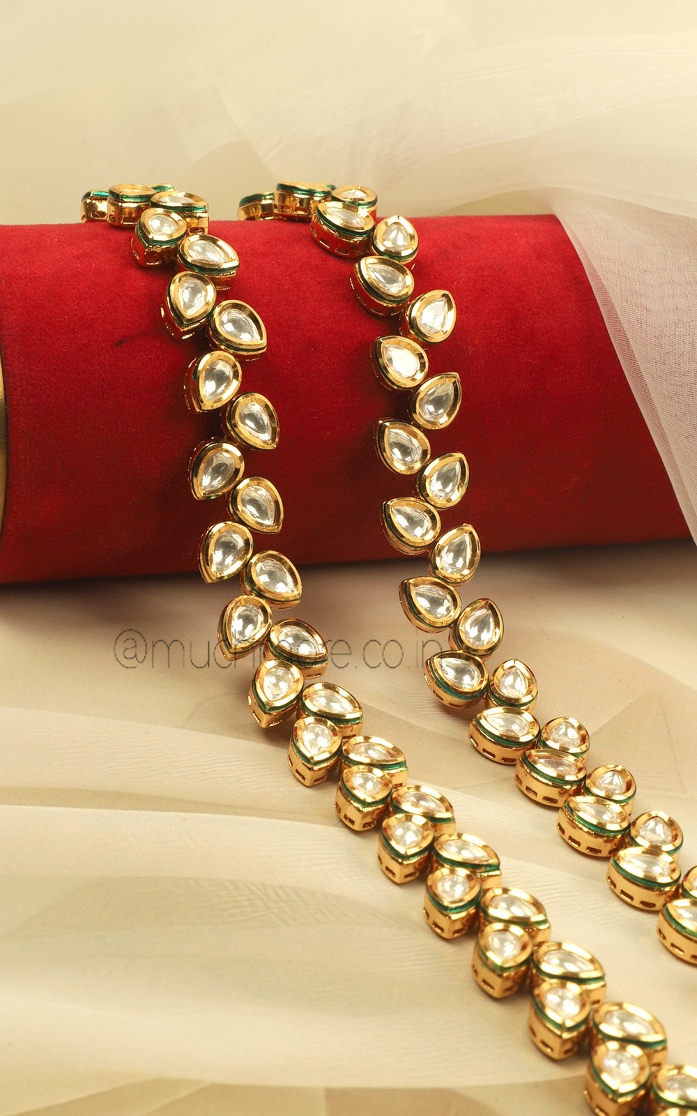 Traditional Bridal Payal Anklets Kundan In Gold Polish