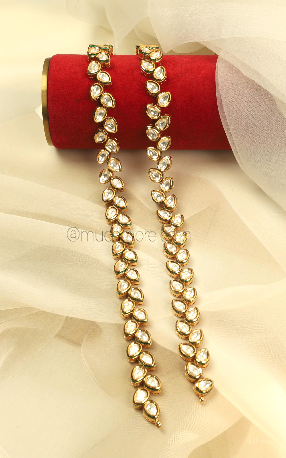 Traditional Bridal Payal Anklets Kundan In Gold Polish