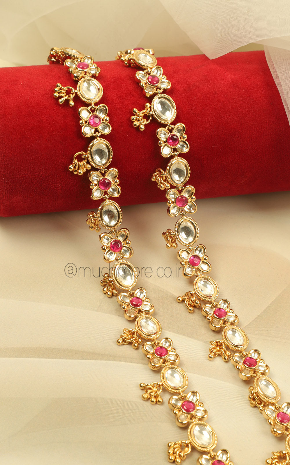Royal Kundan Ruby Anklets For Women | Much-More