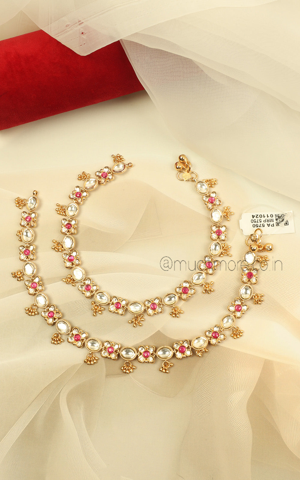 Royal Kundan Ruby Anklets For Women | Much-More