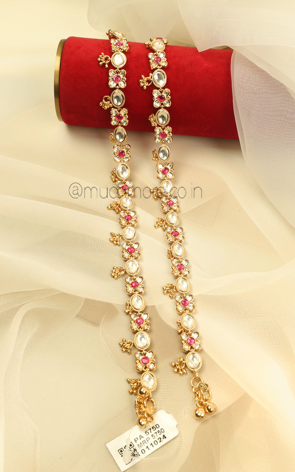 Royal Kundan Ruby Anklets For Women | Much-More
