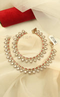 Elegant Polki With Diamonds Ruby Bridal Anklets Online