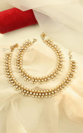 Women’s Kundan Pearl Gold Polish Anklets | Much-More