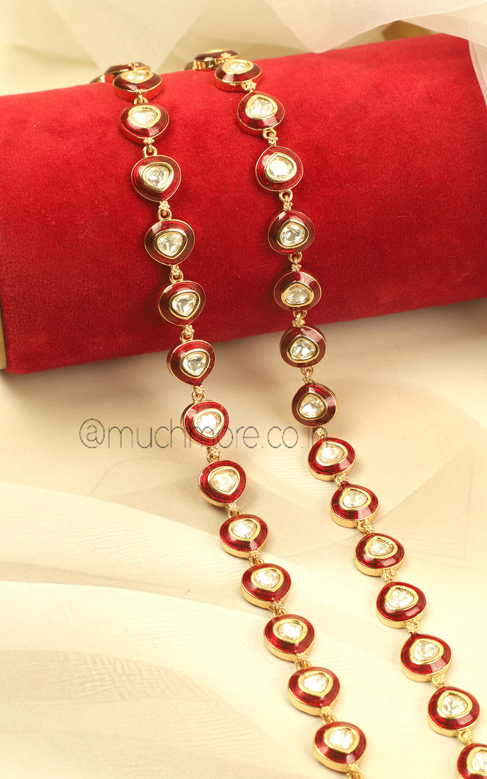 Ethnic Gold Polish Ruby Meenakari Anklets For Women Online