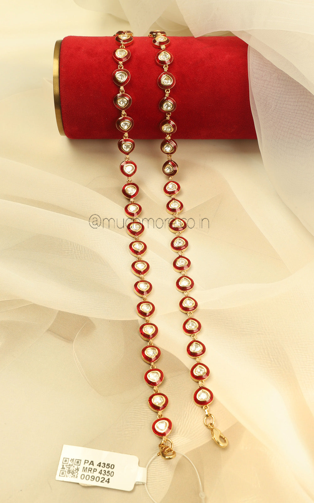 Ethnic Gold Polish Ruby Meenakari Anklets For Women Online