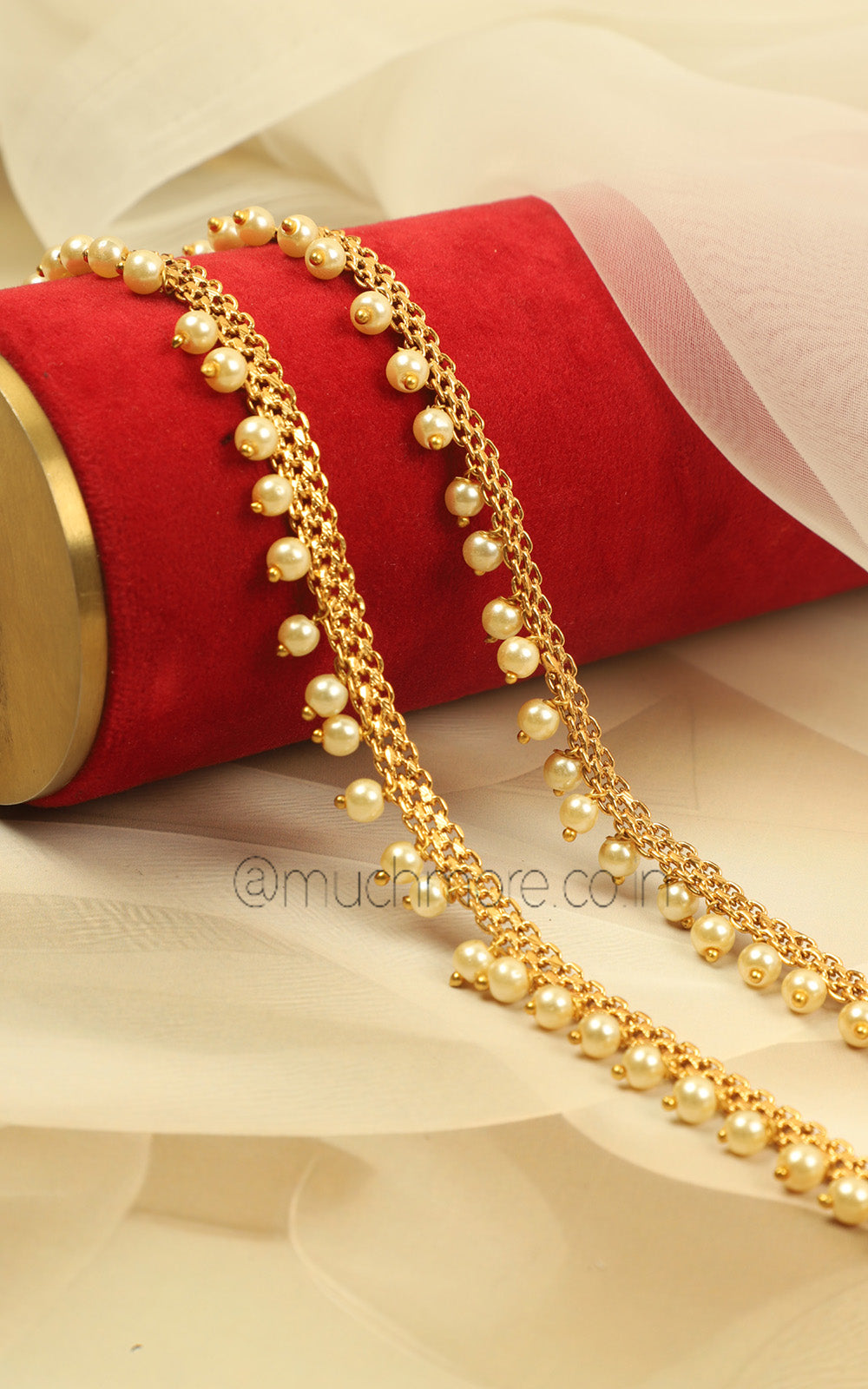 Elegant Pearl Gold Look Payal For Wedding Functions