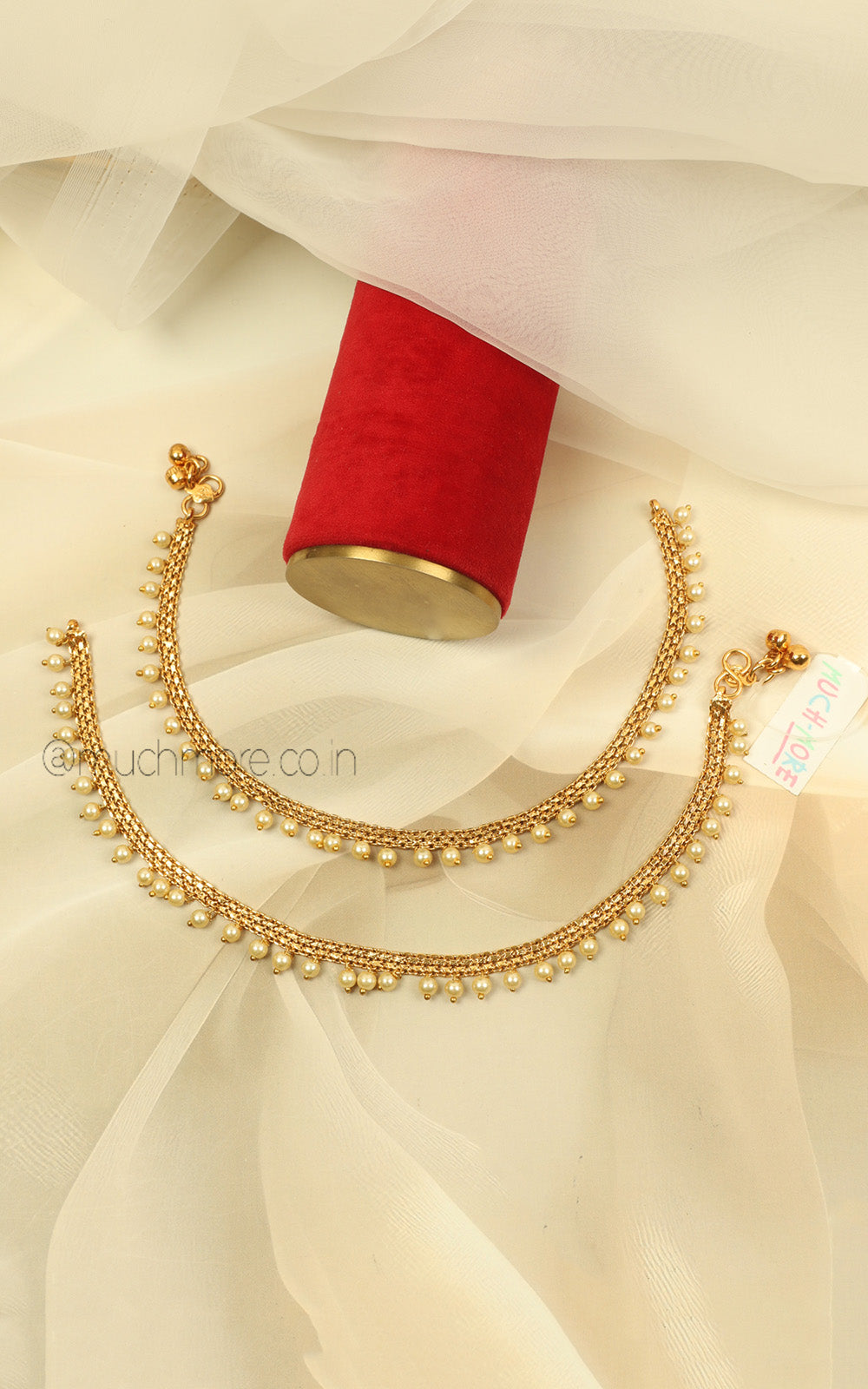Elegant Pearl Gold Look Payal For Wedding Functions