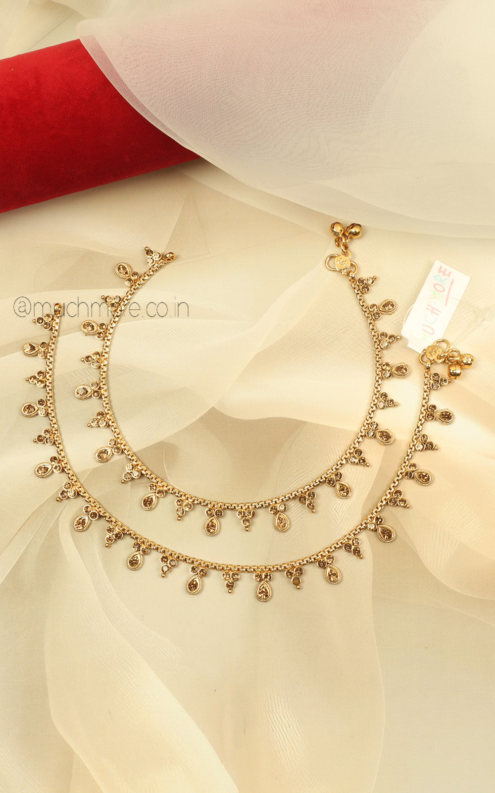 Gold Polish Traditional Payal For Festive Styling
