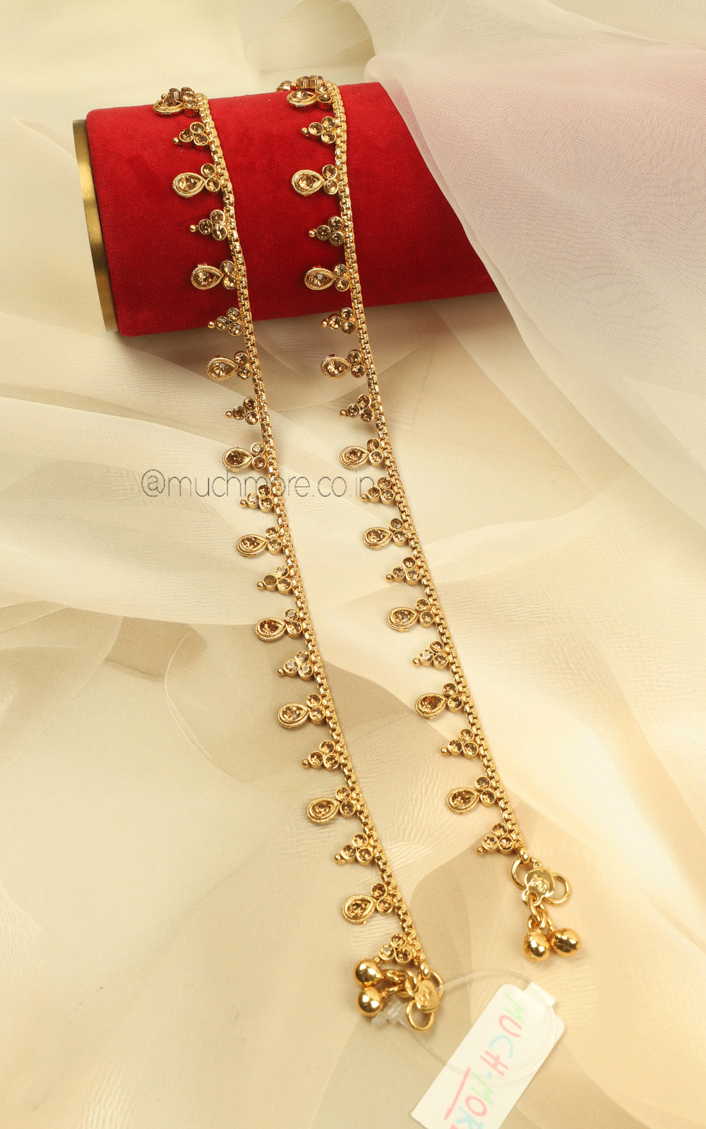 Gold Polish Traditional Payal For Festive Styling