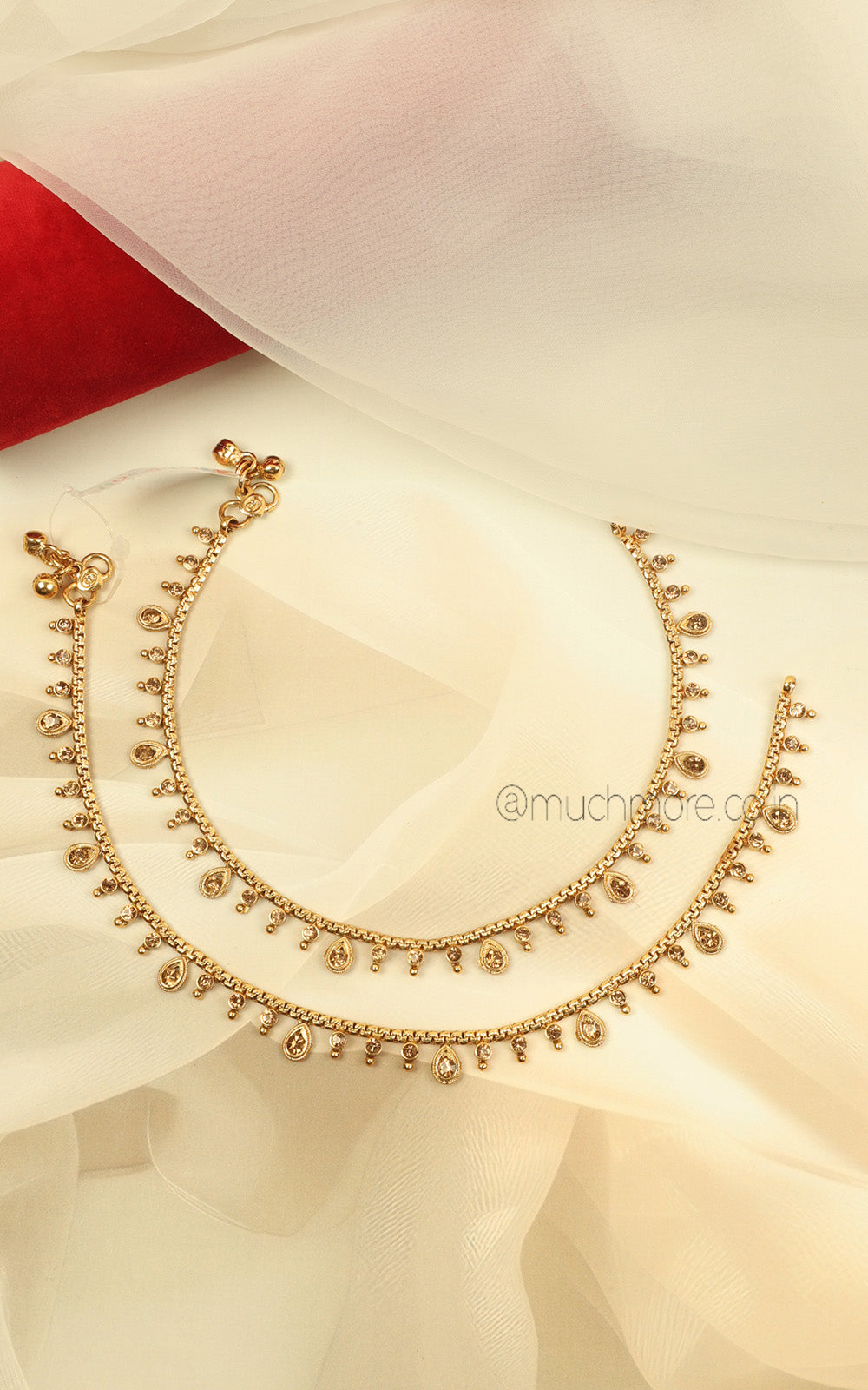 Gold Finish Bridal Payal For Saree & Lehenga Look