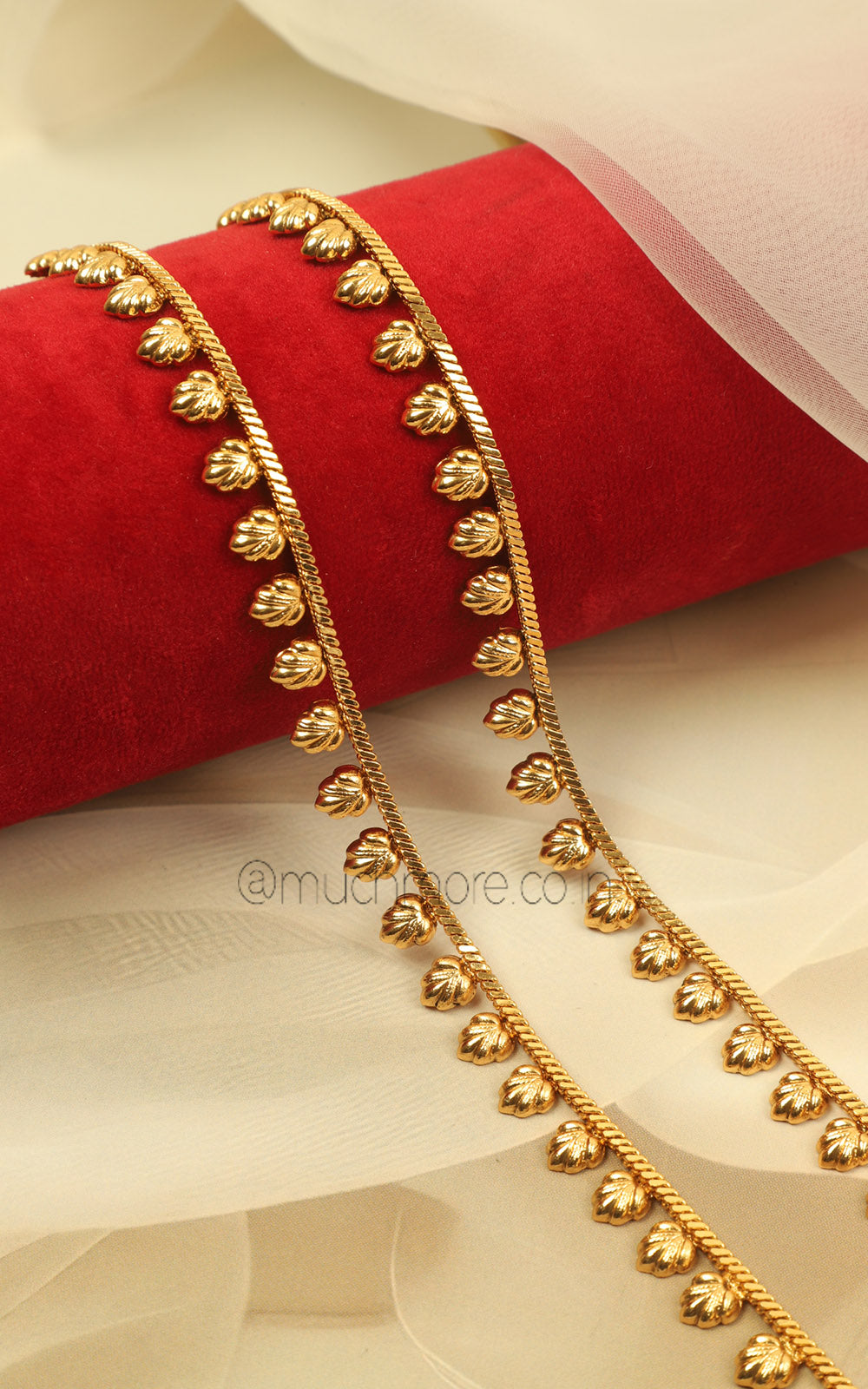 Gold Look Light Weight Sleek Anklets Payal For Women & Girl