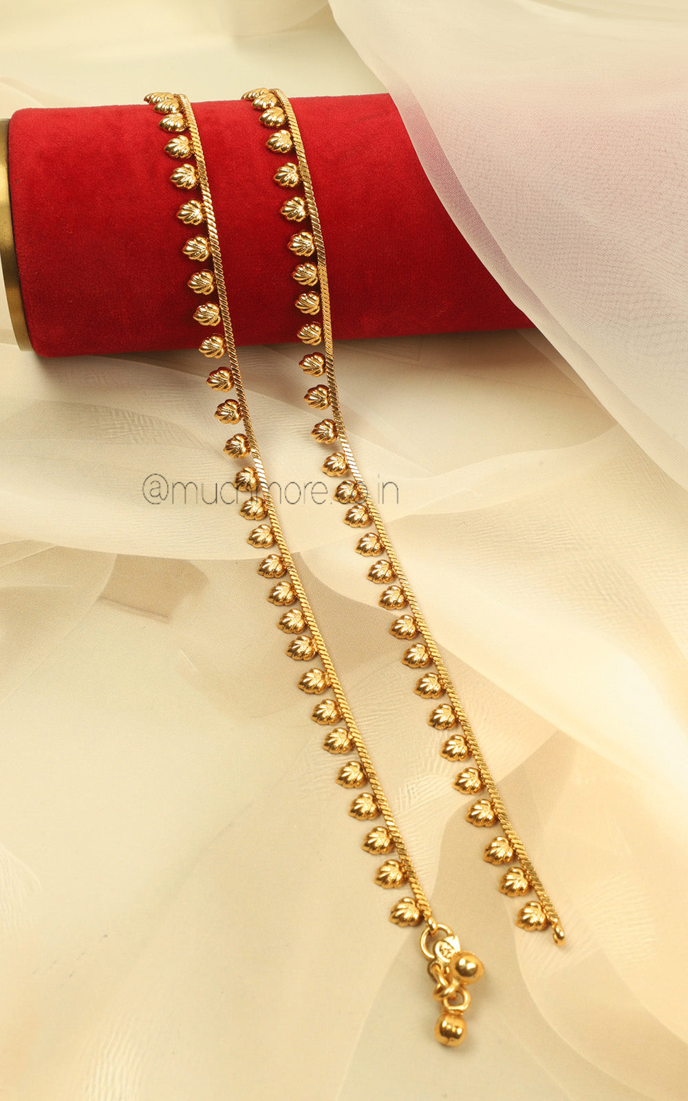 Gold Look Light Weight Sleek Anklets Payal For Women & Girl