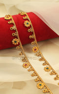 Ruby Green Flower Gold Look Light Payal Anklets