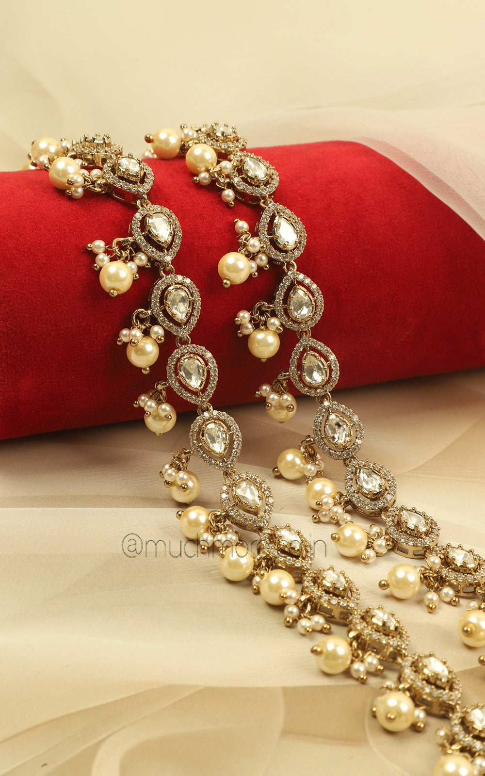 Royal Gold Polish Payal Kundan Diamond Anklets | Much-More
