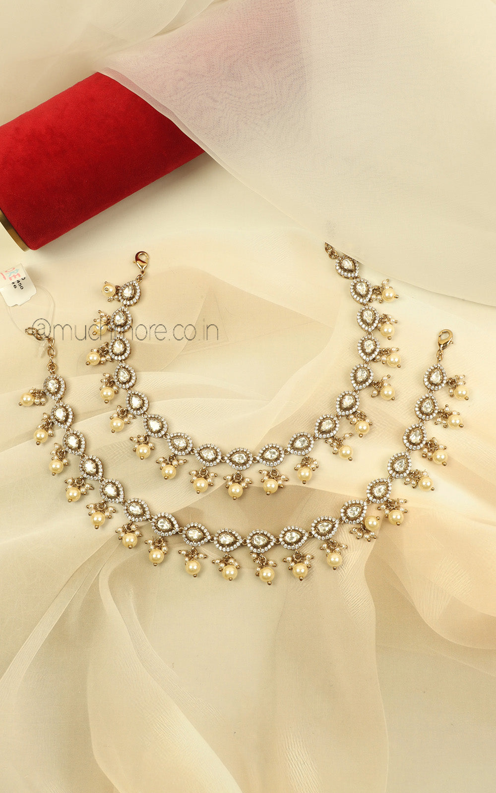Royal Gold Polish Payal Kundan Diamond Anklets | Much-More