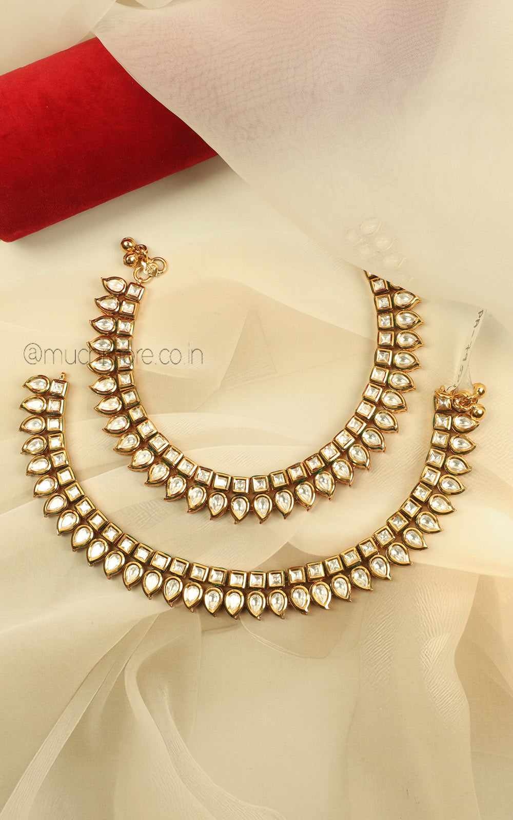 Traditional Kundan Gold Polish Payal Anklets For Women