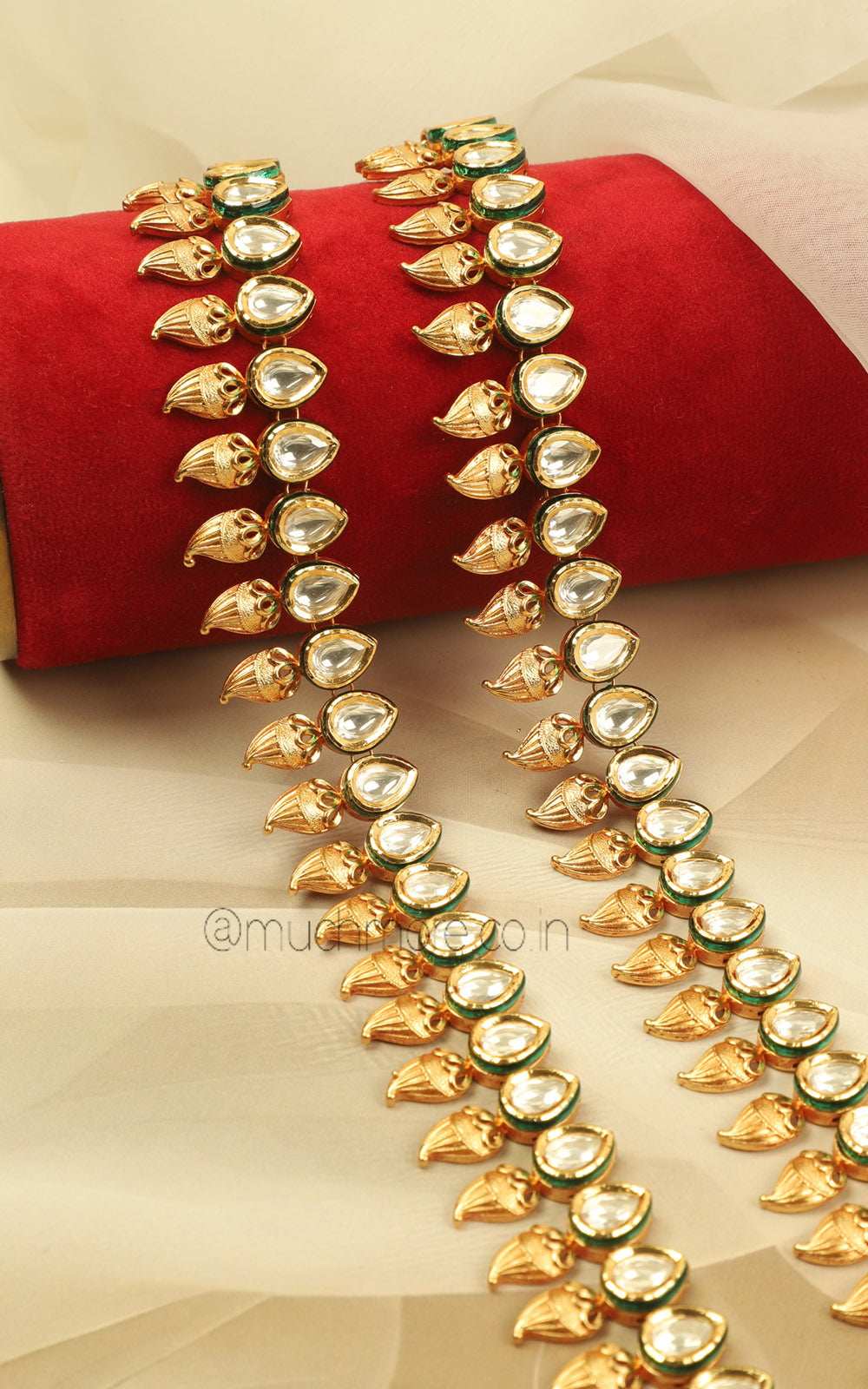 Buy Traditional Bridal Kundan Anklets In Gold Polish