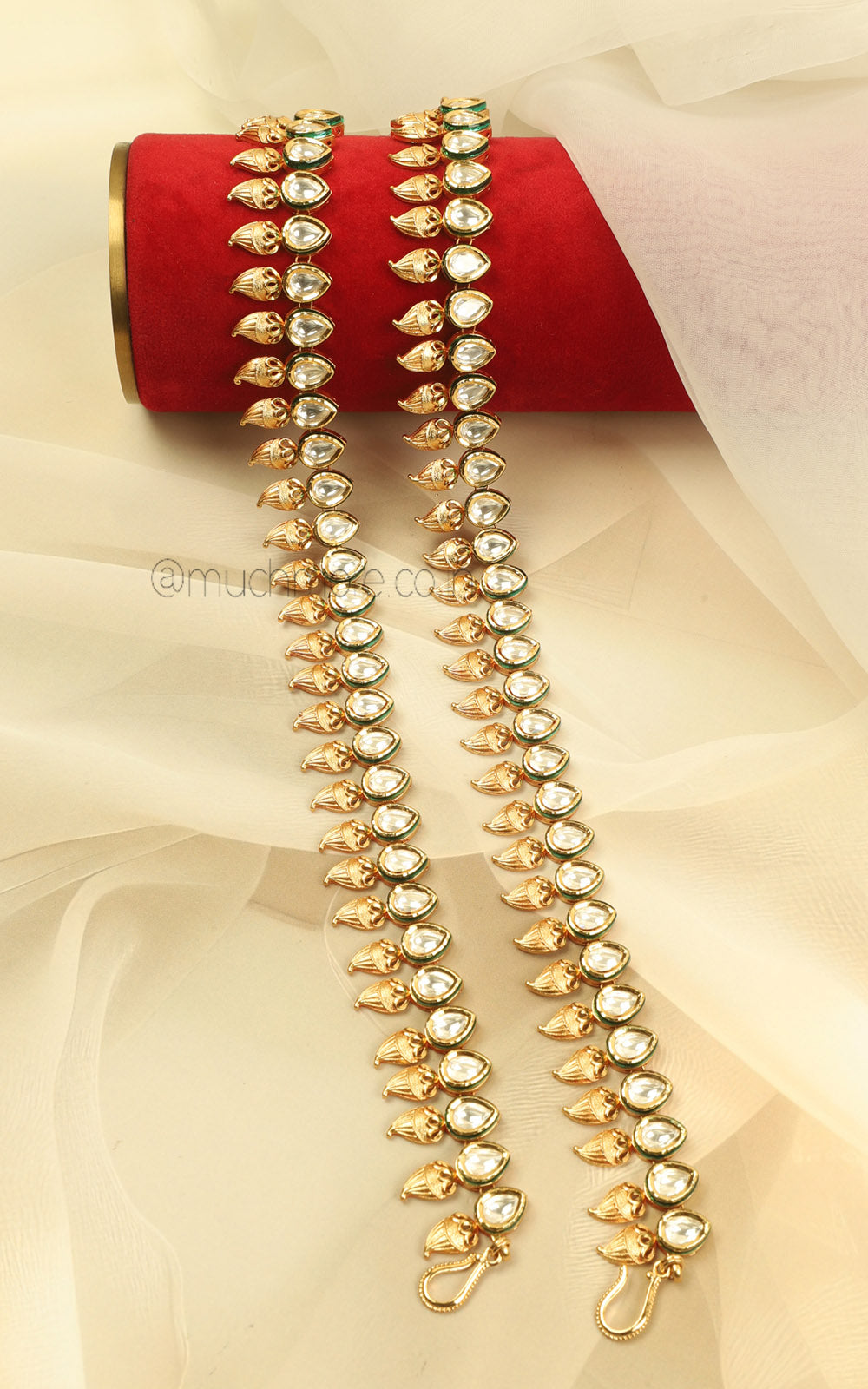 Buy Traditional Bridal Kundan Anklets In Gold Polish