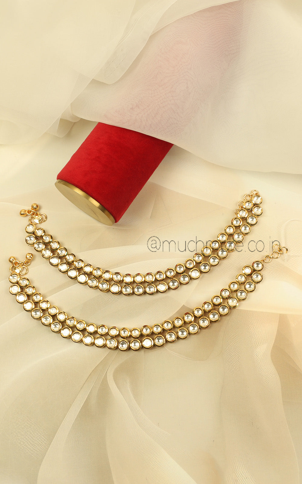 Much More Royal Kundan Gold Polish Anklets For Bride To Be