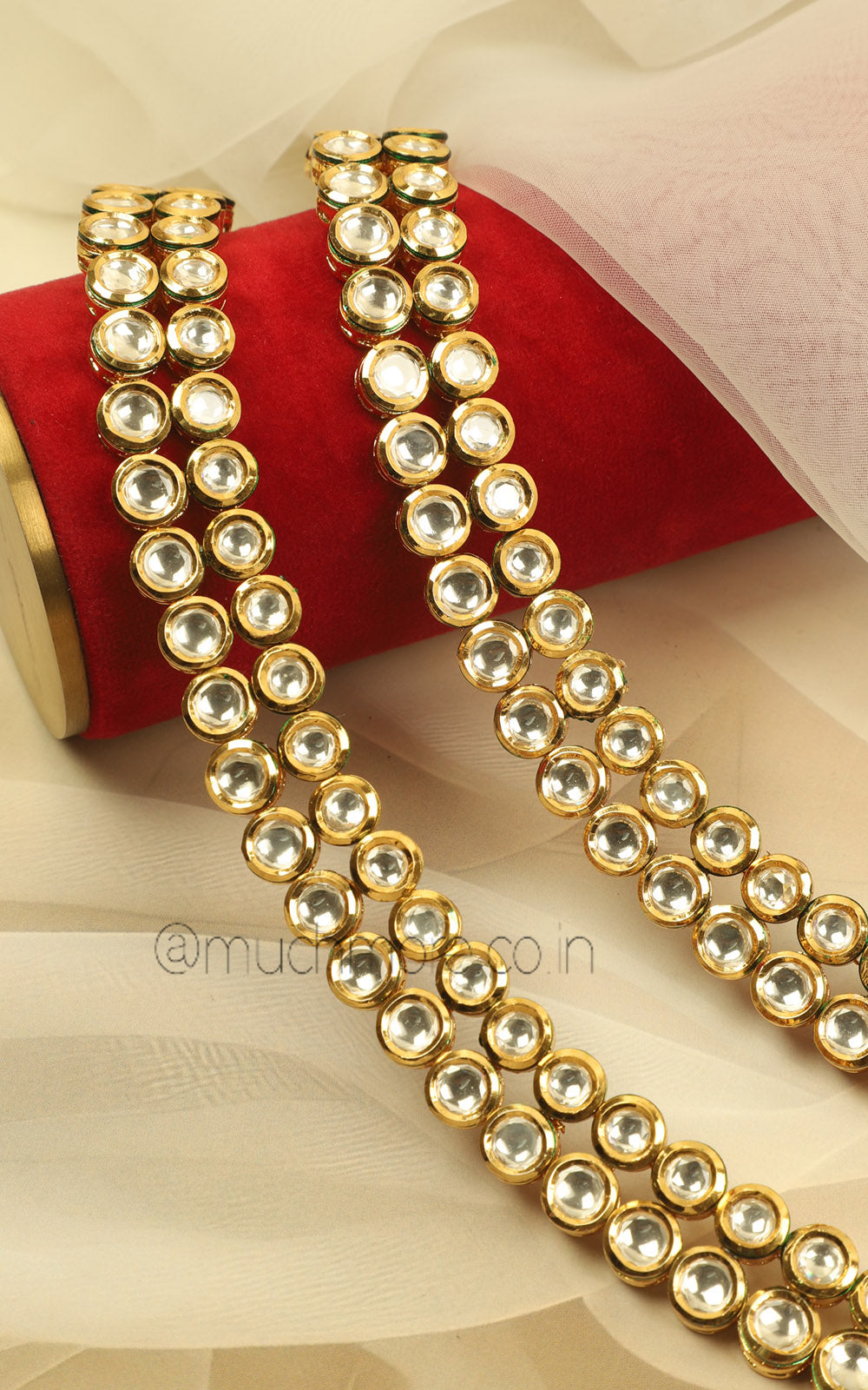 Much More Royal Kundan Gold Polish Anklets For Bride To Be