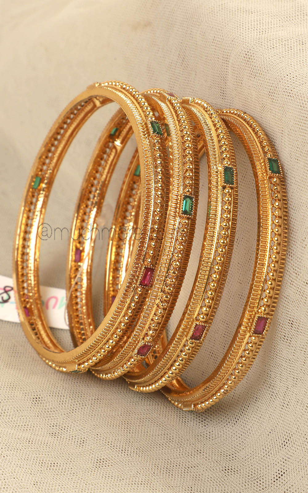 Set Of 4 Sleek Gold Look Bangles For Women