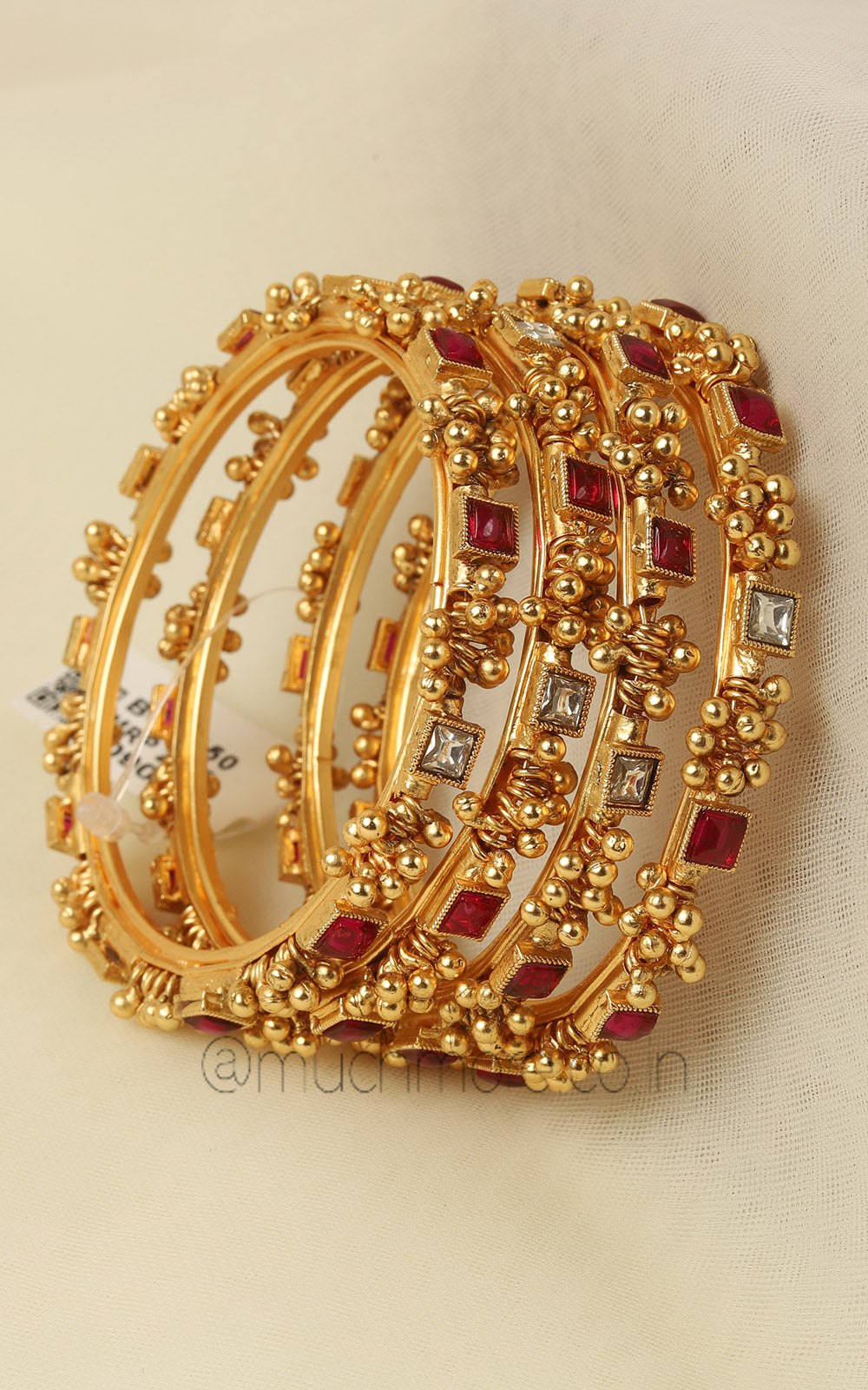 Gold Look Ruby With Ghungroo Bangles Online In India